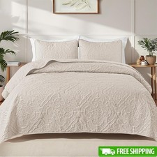 King Quilt Set Reversible Lightweight Vintage Damask Bedding All Season New