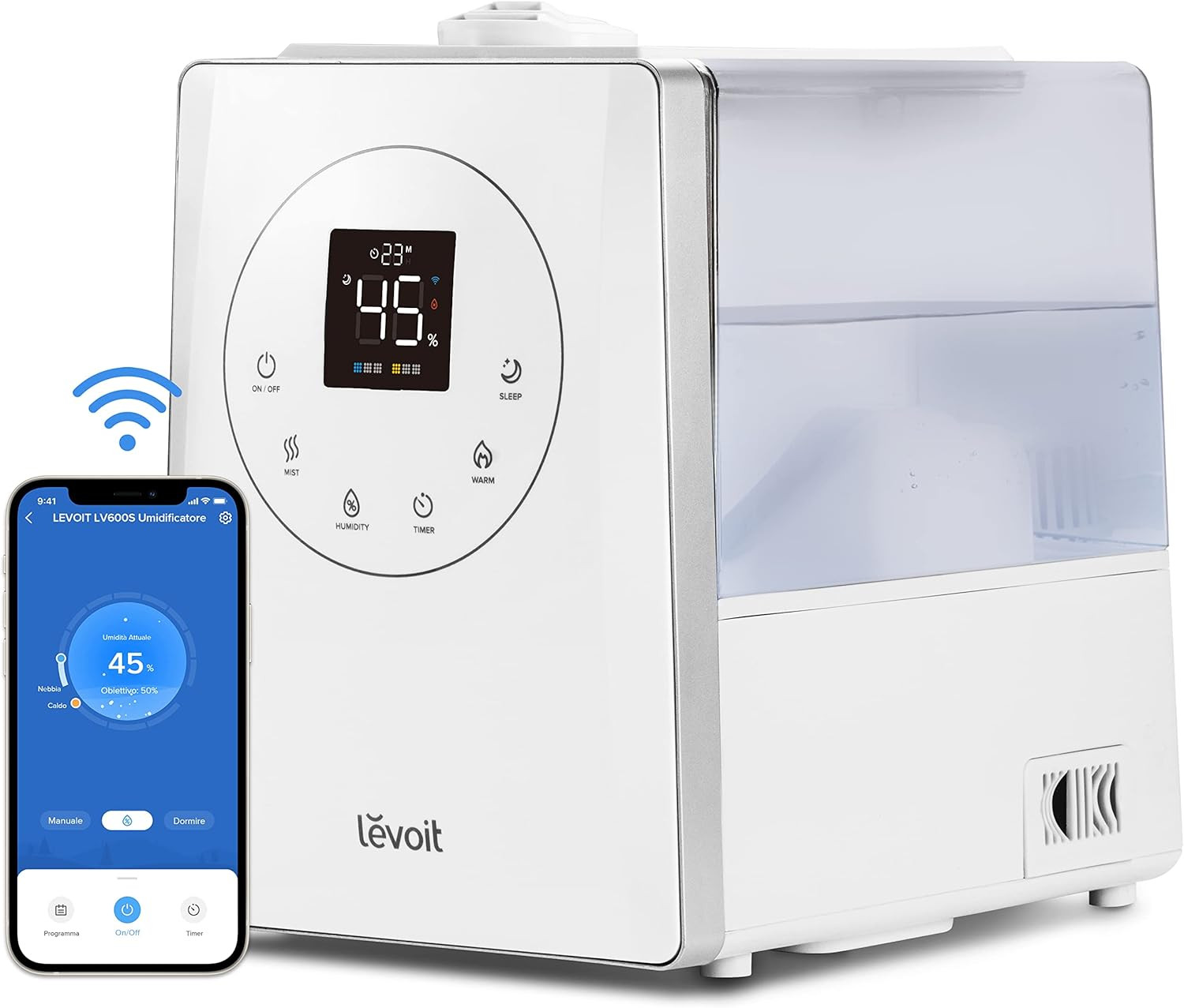 LV600S Umidificatore Ambiente Ultrasuoni 6L, Smart Controllo, Nebbia Calda E Fre