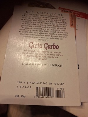 Greta Garbo Biografie Antoni Gronowicz Goldmann Taschenbuch Filmstars