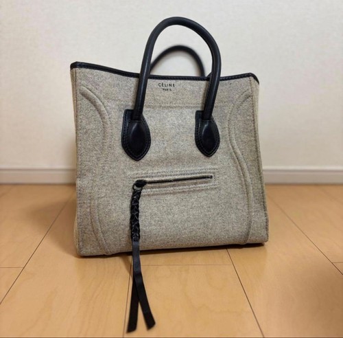 CELINE Luggage Handbag Tote bag Leather Women’s Phantom Felt Grey Auth