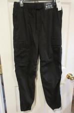 Mens HOLLISTER Black PARACHUTE Cargo PANTS size SMALL NWT Elastic STRETCH Baggy