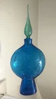 VINTAGE BLENKO GLASS DECANTER BOTTLE NO STOPPER 6216  WAYNE HUSTED TURQUOISE