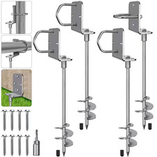 24 In. Multi-Purpose Trampoline Stakes Anchors for Shed Swing Sets Carports and