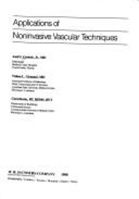 Applications of Noninvasive Vascular Techniques Hardcover Amil J.