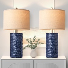 23" Modern Ceramic Table Lamp Set of 2, Table Lamps for Living Room, Rustic F...