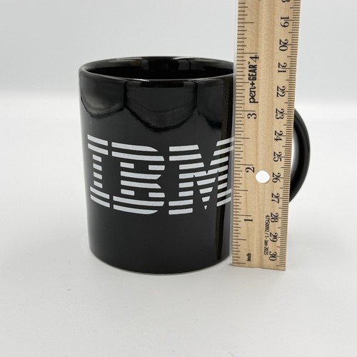 Vintage IBM Logo Computer Black Ceramic Mug w White Letters Coffee Cup Rare 11oz - Picture 8 of 10