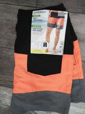 New, Men's Livergy Swim Trunks BLACK, ORANGE, GREY SIZE MEDIUM