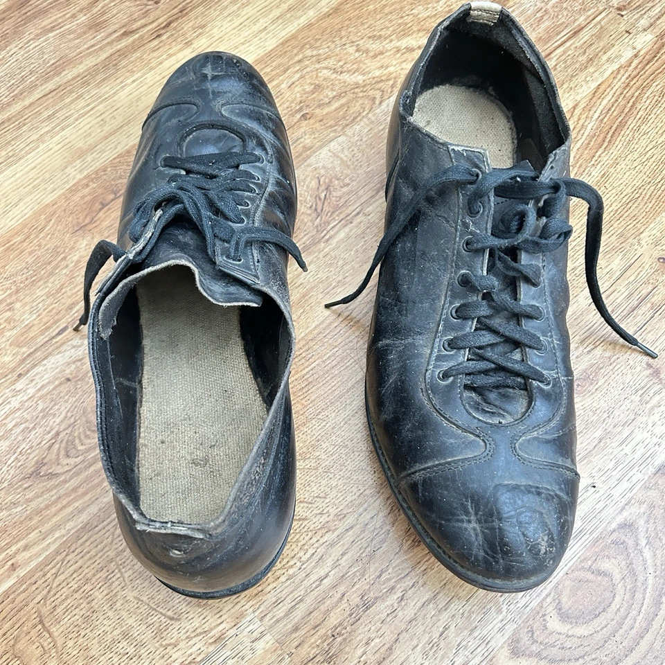Spot Bilt Vintage 1940s 1950s Cleats Metal Baseball Football Mens Leather Black - Image 3 of 4