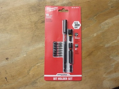 10pc. MILWAUKEE IMPACT MAGNETIC BIT HOLDER SET  # 48324513   ..