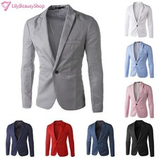 Small size Men One Button Blazer Slim Fit Formal Business Suit Jacket Tops Coat