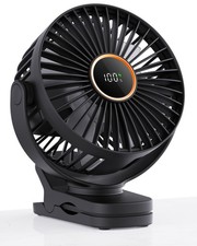 Mini Clip on Fan Battery Operated 3 Speed Portable Black