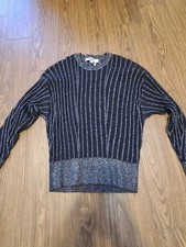 DKNY Black Metallic Ribbed Crewneck Sweater