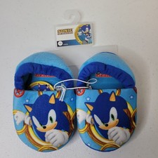 Sonic The Hedgehog Toddler Boys Blue Plush Slipper Shoes Size 5/6 NEW