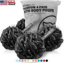 Loofah Bath Sponges - Black Gentle Exfoliating Shower Loofah for Rich Lather, Du
