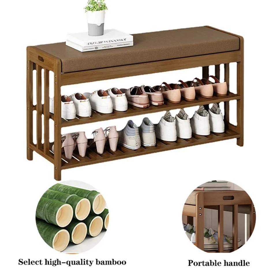 Zapatero Banco, Zapatero de 3 Niveles Estable Organizador de Zapatos para Entrada Sala de Estar Foto 3 de 4