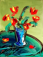 FLOWERS   Modern Abstract   Original Oil Painting  IMPRESSIONIST