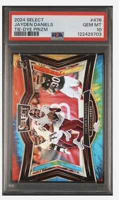Panini Select 2024 Jayden Daniels Field Level RC Tie-Dye Prizm 06/25 #476 PSA 10