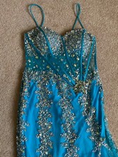 stunning evening dress size 10 blue hand beaded designer