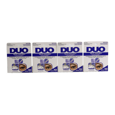 4 PACK DUO Quick-Set Strong Hold Eyelash Lash Glue White/Clear, Latex-Free