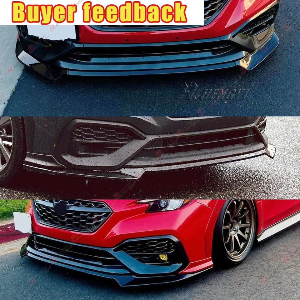 For 22-25 Subaru WRX Gloss Black Front Lip+Side Skirts+Rear Diffuser+ Rear Spats - Image 4 of 4