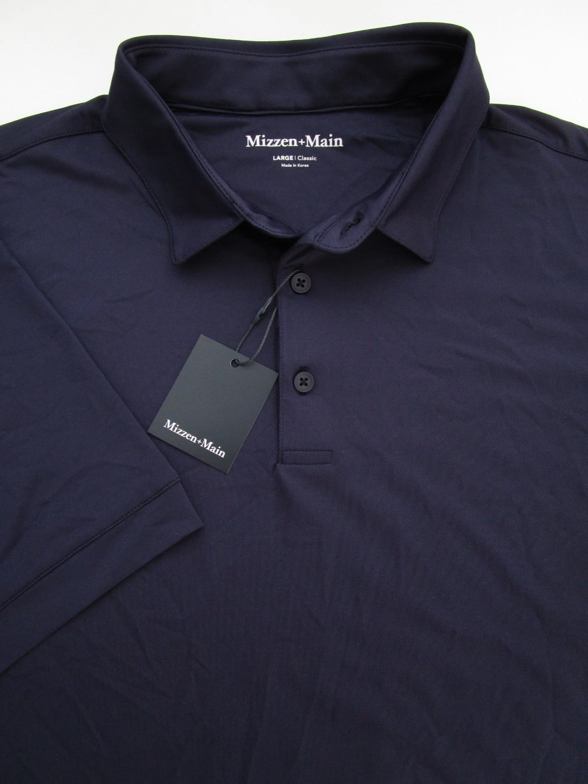 Mens Large Mizzen Main Polo Shirt Versa SS Classic Navy Solid NWT