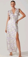 ASTR the Label Floral Flutter Sleeve Satin Maxi DressSize Medium NWT