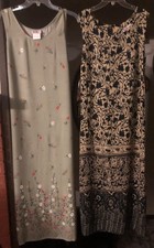 vintage 2 R K Originals sleeveless dresses Size 14 Sage green, Black Beige
