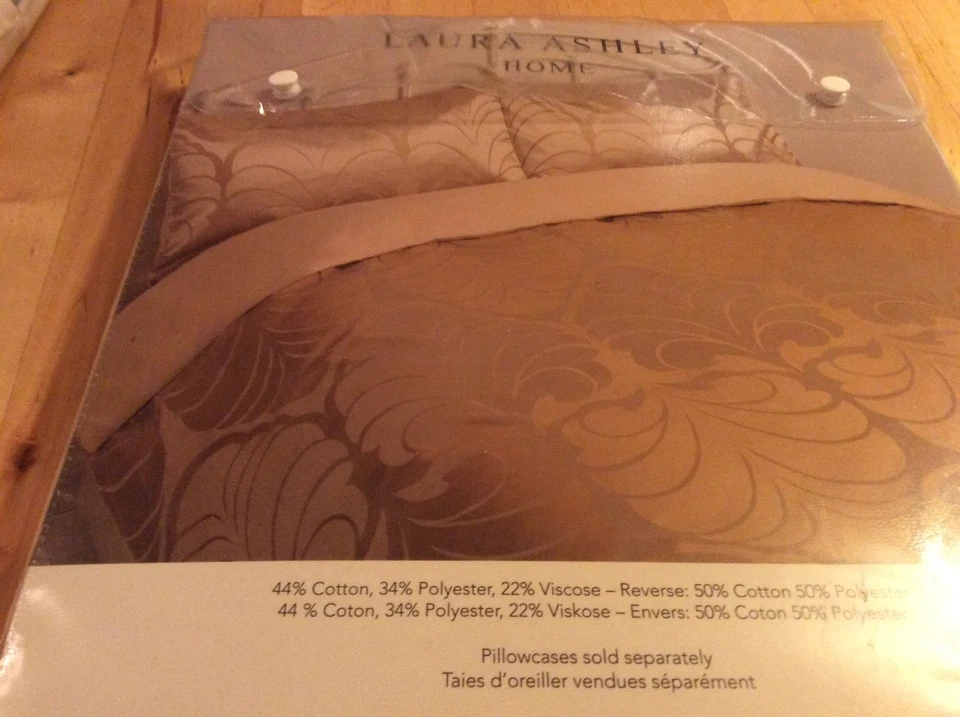 Nueva funda nórdica individual dorada Laura Ashley mezcla de algodón nueva en paquete - diseño de remolino dorado Foto 3 de 4