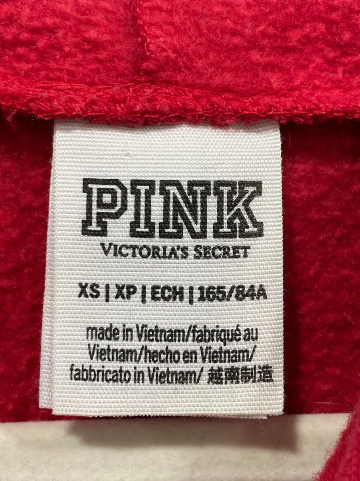 VETEMENTS ROSA Victorias Secret Paillettes Pullover Felpa con Cappuccio Donna XS Rosso Relaxed