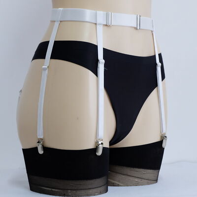 Women Adjustable Elastic 6 Straps Suspender Belt Garter for Thigh Highs