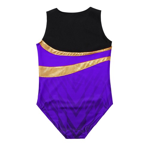 Kids Girls Jumpsuit Sports Bodysuit Stage Rompers Color Block Leotard Halter - Picture 31 of 39