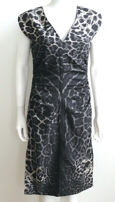 Robe noire imprimée léopard Yves Saint Laurent YSL collection 2012 F40 UK12