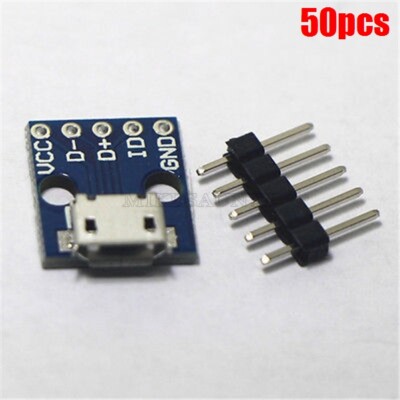 50Pcs Micro Usb Dip Type 2.54MM 5-Pin Pinboard To Female Ic New nh
