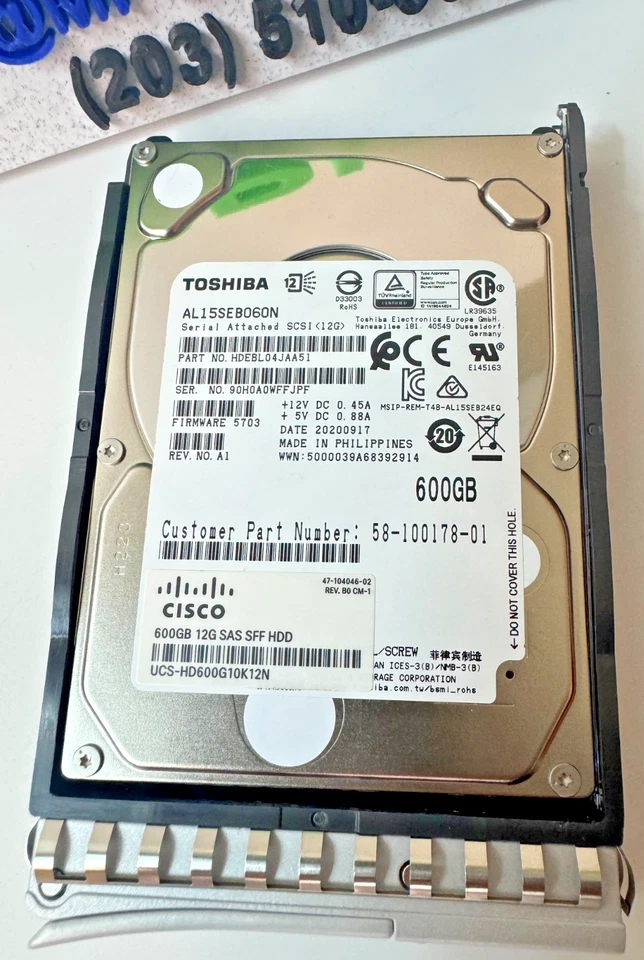NEW Cisco Toshiba HDEBL04JAA51 600GB SAS 12G/s 10K 2.5 HD600G10K12N 58-100178-01 - Image 3 of 3