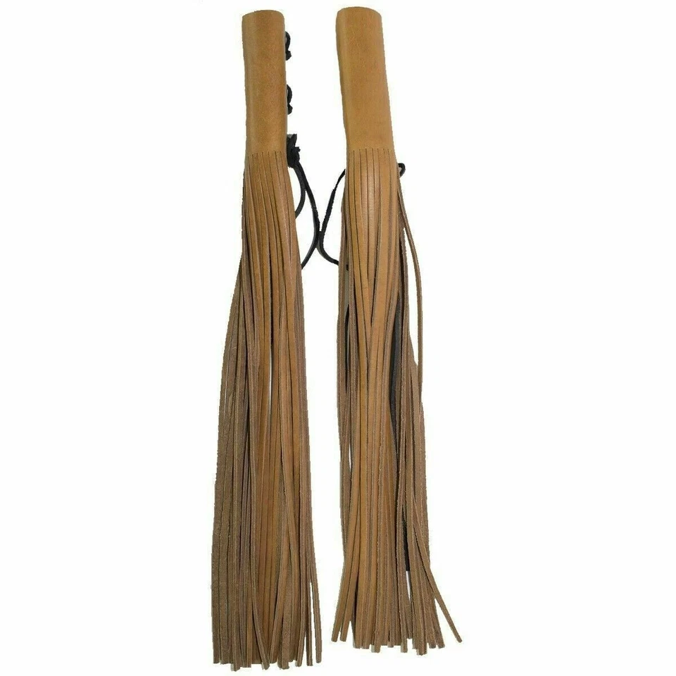 New For Indian Chief Handlebar Grip Cover Fringe Tassel Tan Color Pure Leather - Image 4 of 4