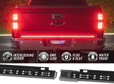 LEDGLOW 60'' Full-Size Truck Double Row Tailgate LED Light Bar W/White Reverse