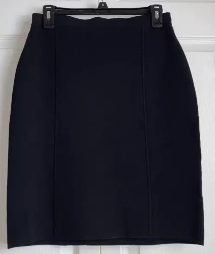 Calvin Klein Elastic Waist Ponte Knit Pull On Style Pencil Skirt Sz SMALL BLACK