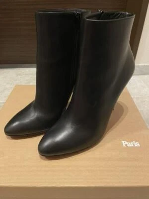 Christian Louboutin Bottines Courtes En Cuir Duty Paid 37.5 Noires Femme - Photo 1/4