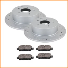 Rear Drilled Slotted Brake Rotor and Pads for 2002-2015 2016 2017 Nissan Altima