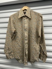 Vintage 70s JC Penney Floral Disco Button Up Shirt Polyester Large Hippie Dagger