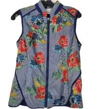 EP Pro Women's Golf Vest Size S Blue Floral Mesh Lined Rittenhouse Lightweight