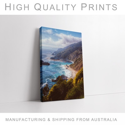 Misty Big Sur Coastline Wall Art Prints Framed Canvas Good Quality Pick Size