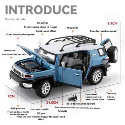 1:24 Toyota FJ Cruiser Off Road SUV Alloy Car Model Diecast Toy