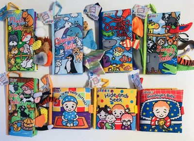 2-pk Jollybaby Educational Soft Cloth Tail Book Newborn Baby Animals Farm Ocean