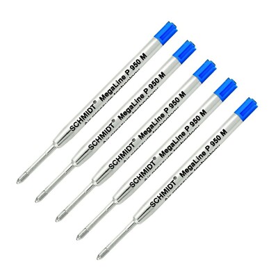 5 Schmidt 950 Megaline Air Pressurized Parker Style Ballpoint Pen Refill, Blue