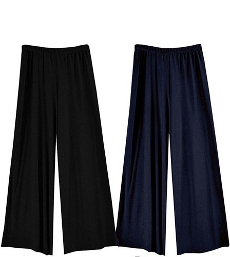 Womens Stretch Lycra Wide Smart Palazzo Pants Trousers Black Navy | eBay