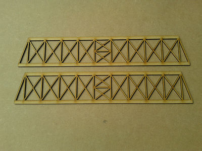 Lasergeschnittene Modelleisenbahn Gitterträger Brücke Seiten 3mm MDF verschiedene Größen 
