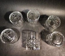 Six (6) Courvoisier Cognac Glasses. Cut Glass. Embossed Base. Bar 