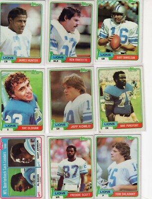 Detroit Lions1981 Topps Lot 14 cards ex-nmt (some Dupes)