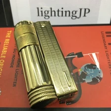Imco Flint Super Brass Antique Gold Plain Pattern Oil Lighter Japan